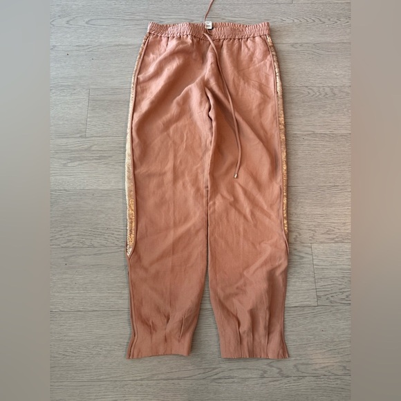 Diane Von Furstenberg Tencell And Linen Blend Sequined Jogger Pants Size 2 - Picture 2 of 5